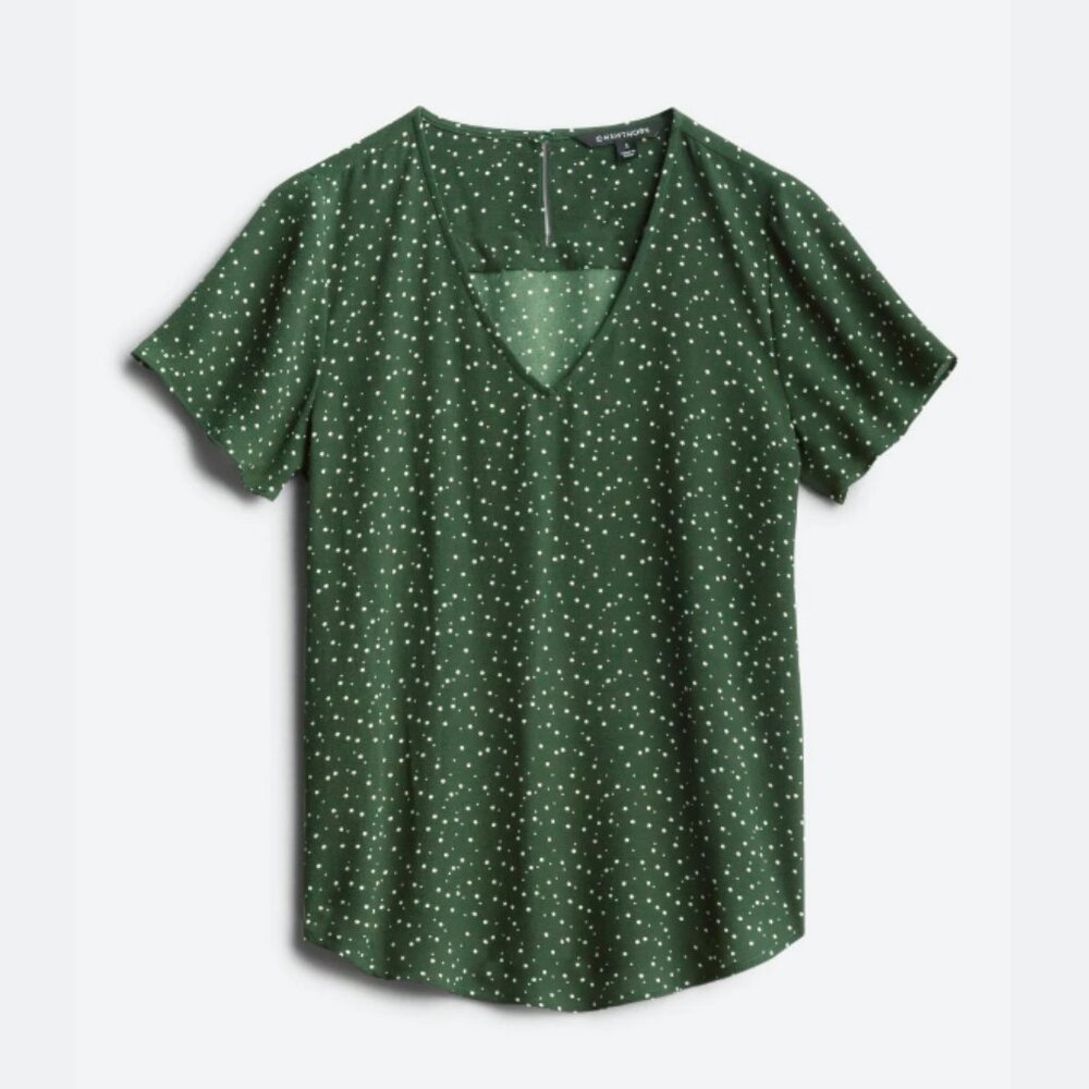 41 Hawthorn Zari V-Neck Flutter Sleeve Blouse Green Dot XS NWT Stitch Fix